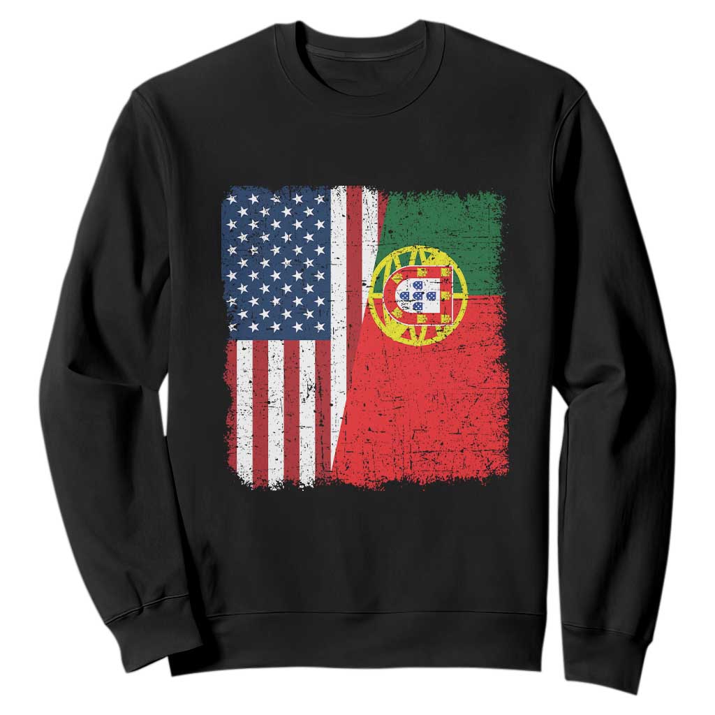 Portuguese American Flag Sweatshirt Retro Vintage USA Portugal Roots Heritage Pride TS10 Black Print Your Wear