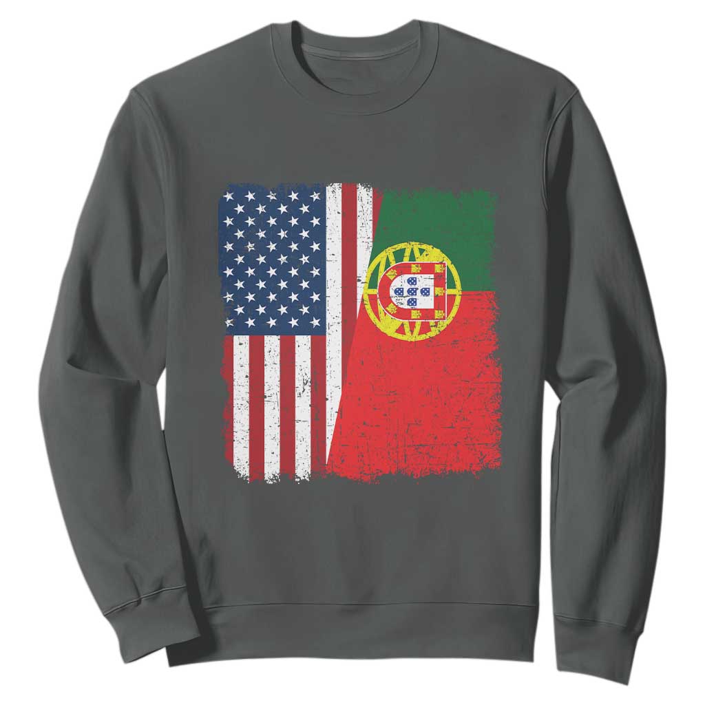 Portuguese American Flag Sweatshirt Retro Vintage USA Portugal Roots Heritage Pride TS10 Dark Heather Print Your Wear