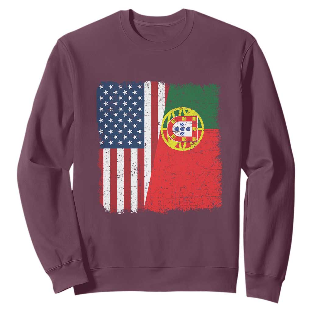 Portuguese American Flag Sweatshirt Retro Vintage USA Portugal Roots Heritage Pride TS10 Maroon Print Your Wear