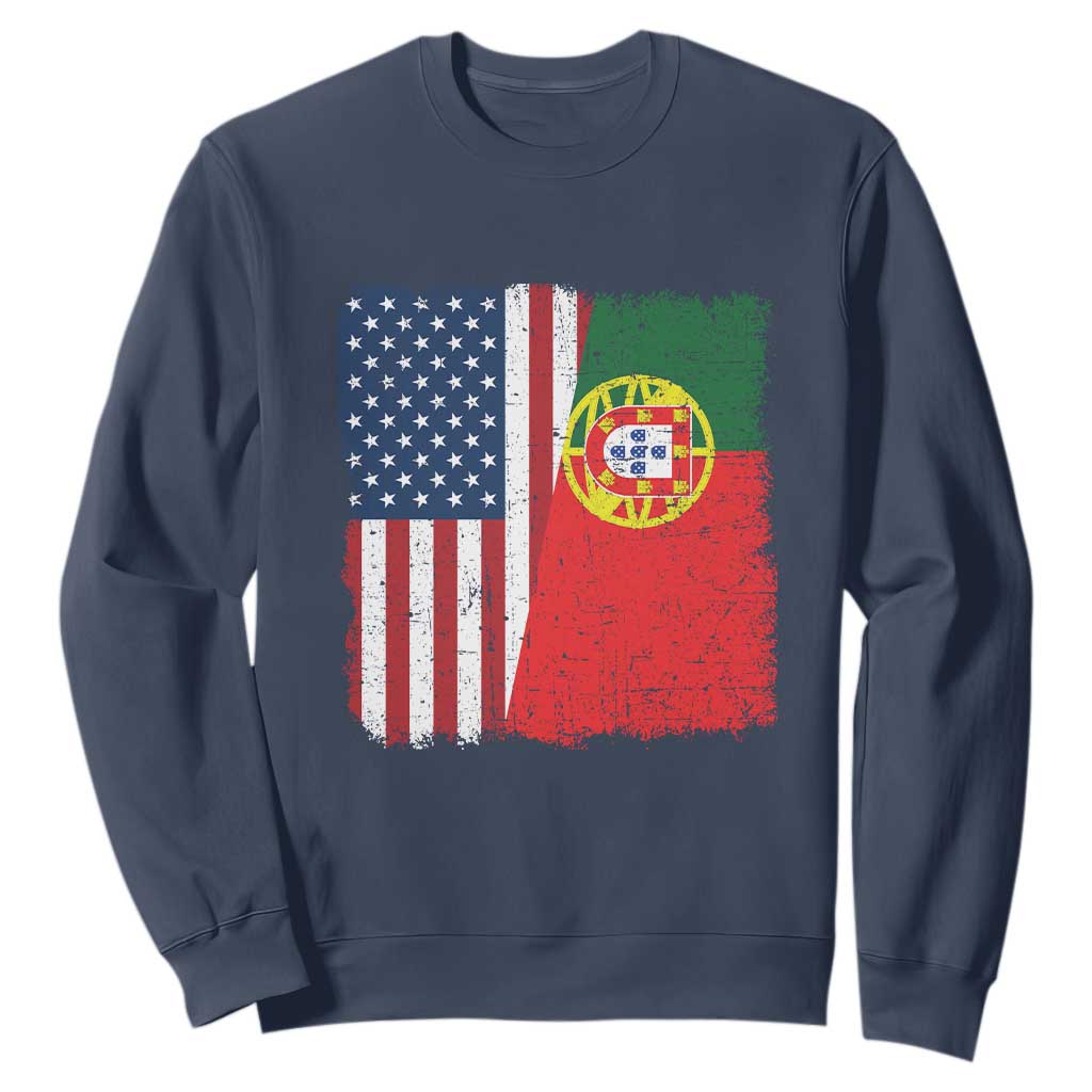 Portuguese American Flag Sweatshirt Retro Vintage USA Portugal Roots Heritage Pride TS10 Navy Print Your Wear