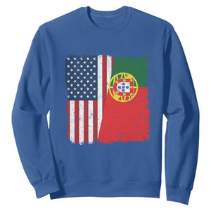 Portuguese American Flag Sweatshirt Retro Vintage USA Portugal Roots Heritage Pride TS10 Royal Blue Print Your Wear