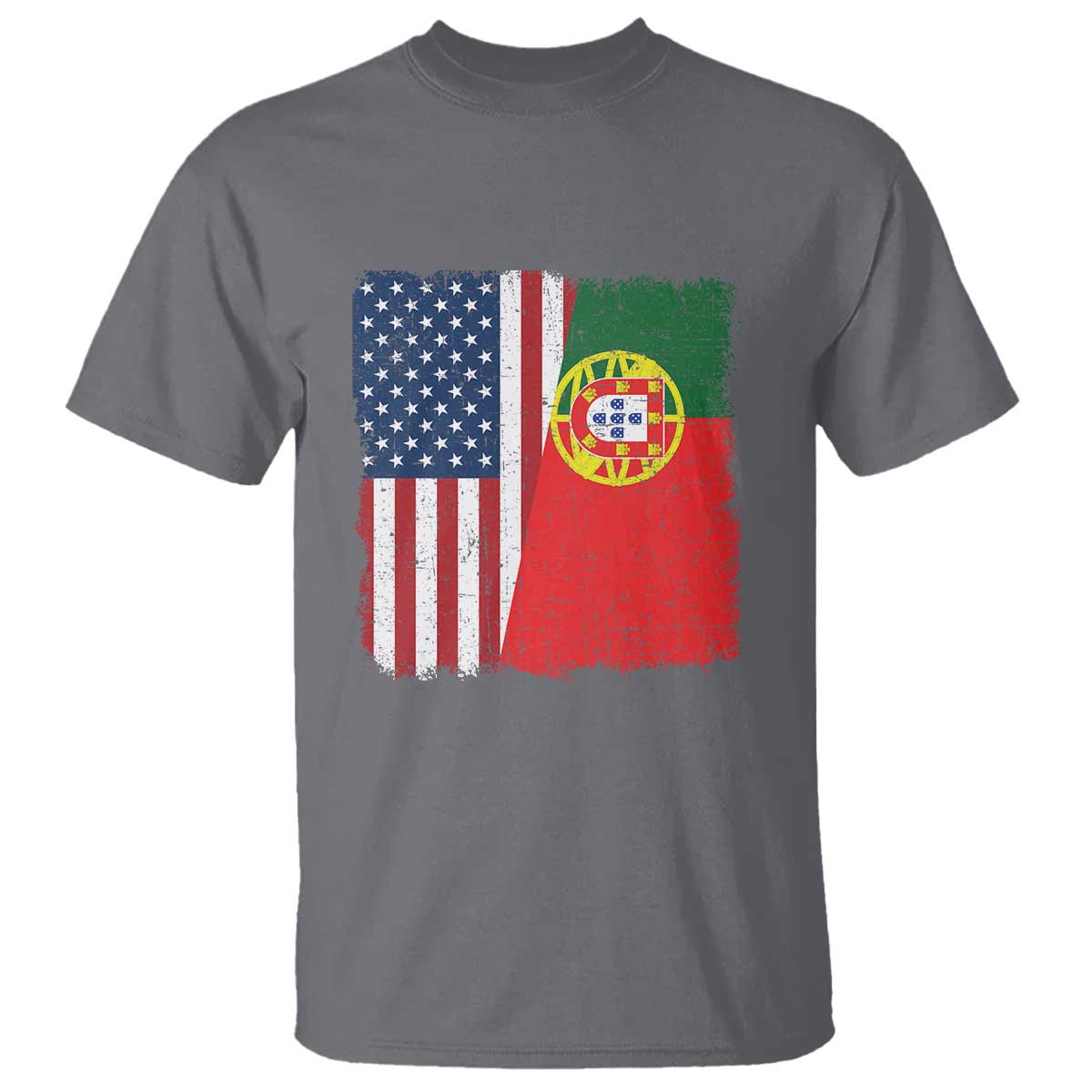 Portuguese American Flag T Shirt Retro Vintage USA Portugal Roots Heritage Pride TS10 Charcoal Print Your Wear