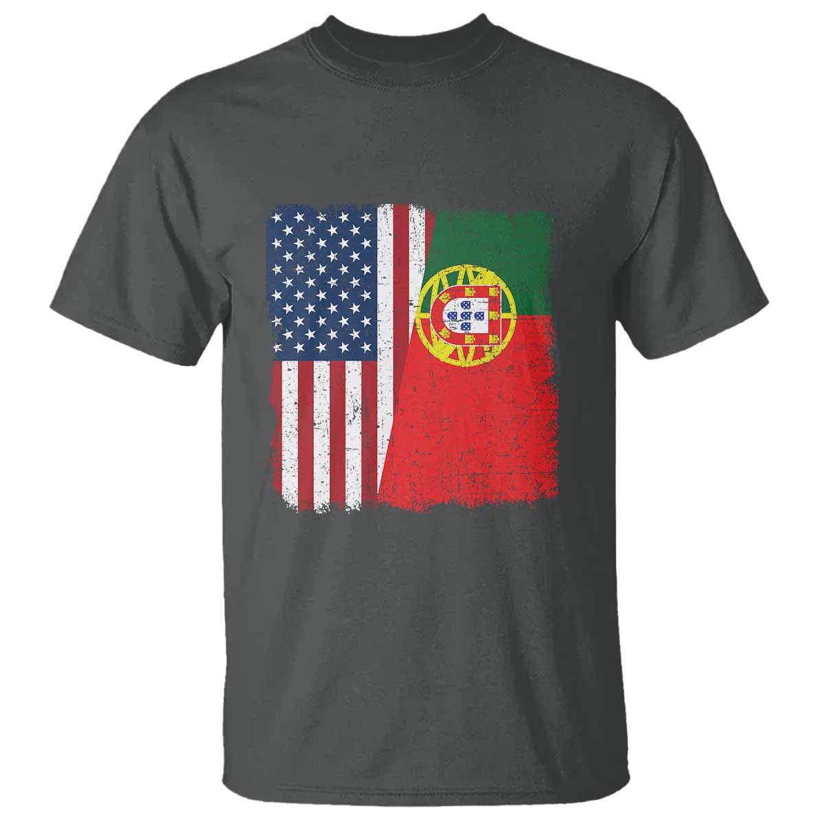 Portuguese American Flag T Shirt Retro Vintage USA Portugal Roots Heritage Pride TS10 Dark Heather Print Your Wear