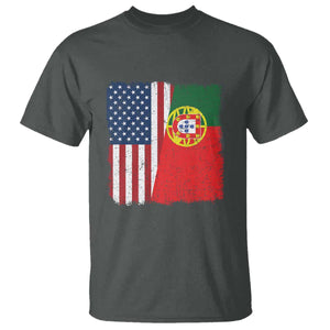 Portuguese American Flag T Shirt Retro Vintage USA Portugal Roots Heritage Pride TS10 Dark Heather Print Your Wear