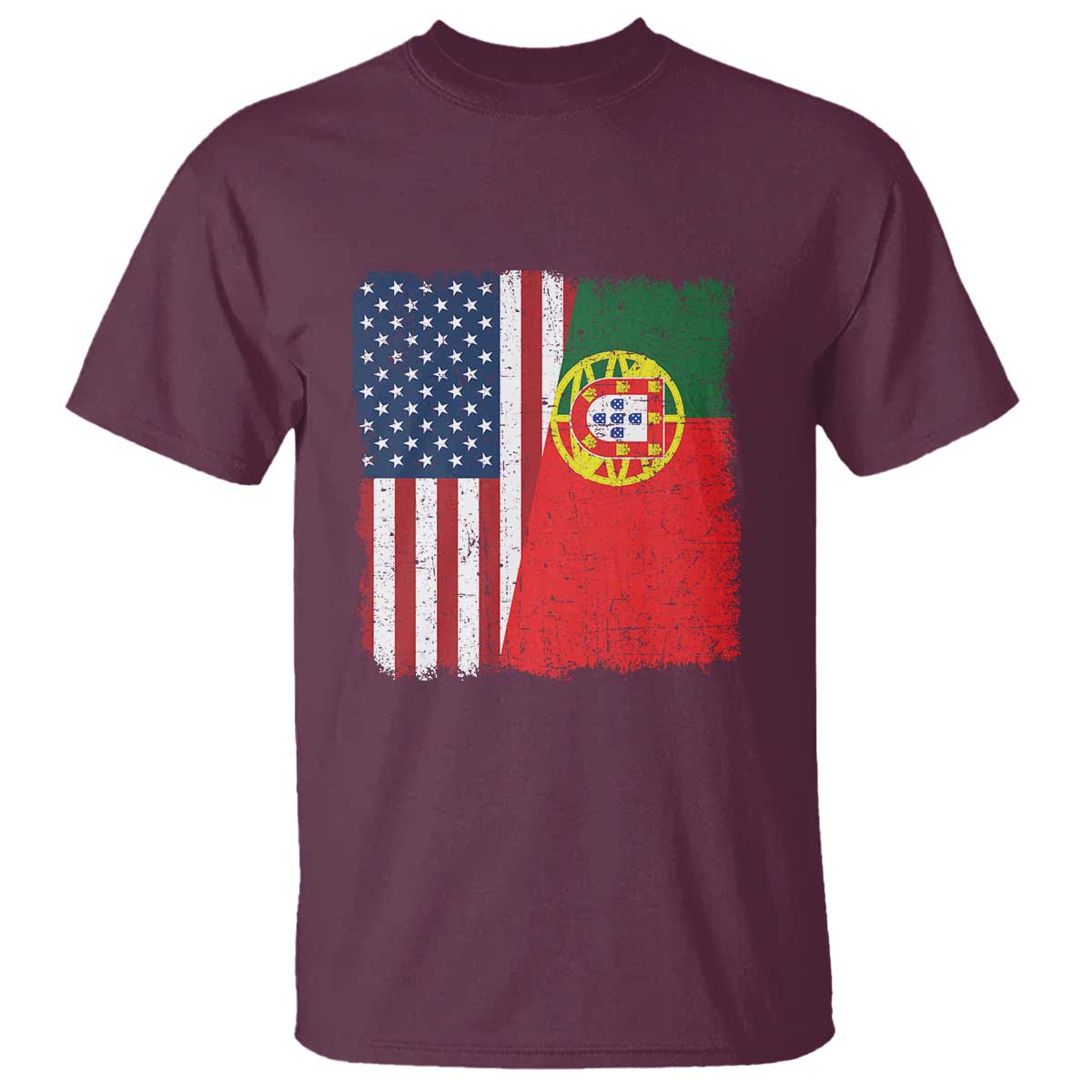 Portuguese American Flag T Shirt Retro Vintage USA Portugal Roots Heritage Pride TS10 Maroon Print Your Wear