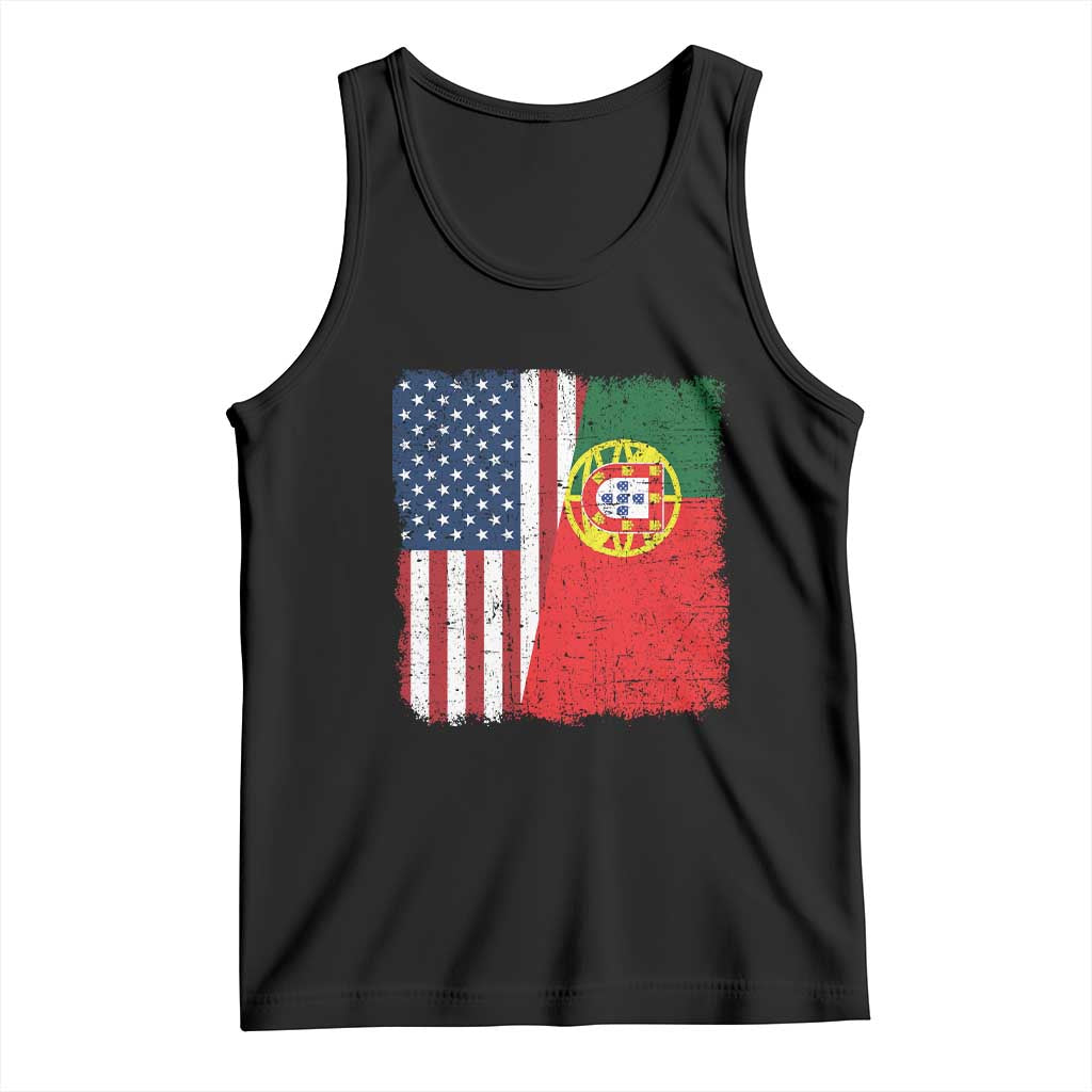 Portuguese American Flag Tank Top Retro Vintage USA Portugal Roots Heritage Pride TS10 Black Print Your Wear