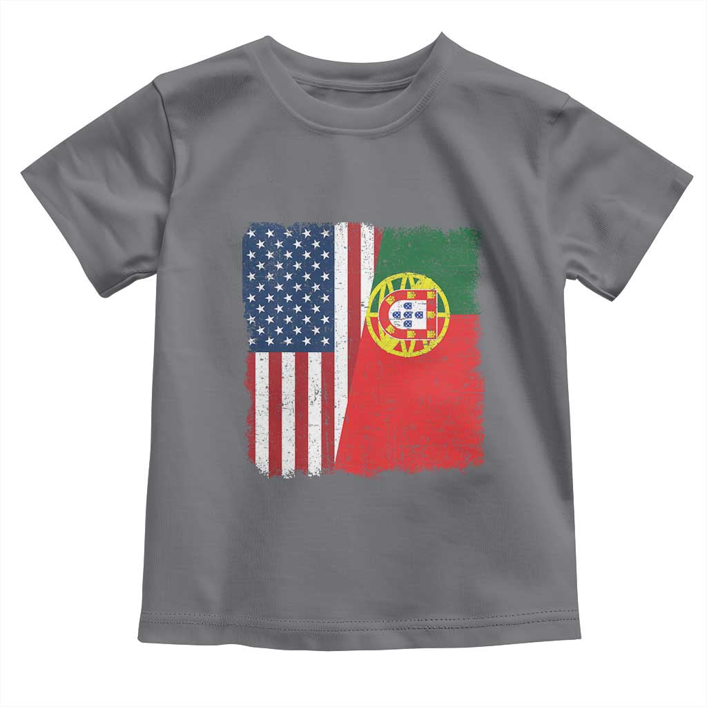 Portuguese American Flag Toddler T Shirt Retro Vintage USA Portugal Roots Heritage Pride TS10 Charcoal Print Your Wear