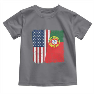 Portuguese American Flag Toddler T Shirt Retro Vintage USA Portugal Roots Heritage Pride TS10 Charcoal Print Your Wear