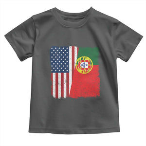 Portuguese American Flag Toddler T Shirt Retro Vintage USA Portugal Roots Heritage Pride TS10 Dark Heather Print Your Wear