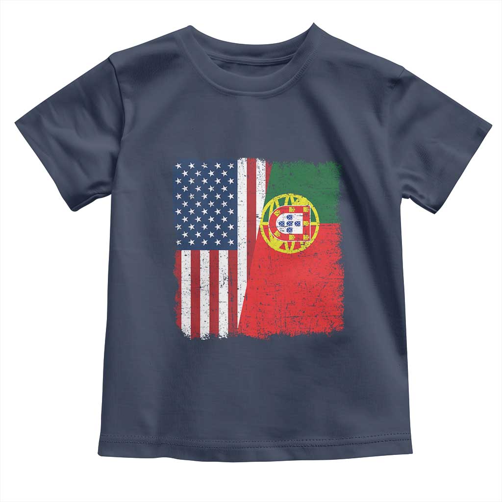 Portuguese American Flag Toddler T Shirt Retro Vintage USA Portugal Roots Heritage Pride TS10 Navy Print Your Wear