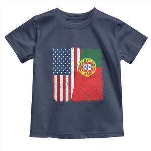 Portuguese American Flag Toddler T Shirt Retro Vintage USA Portugal Roots Heritage Pride TS10 Navy Print Your Wear
