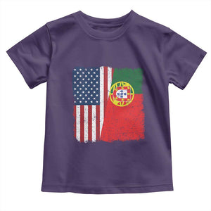 Portuguese American Flag Toddler T Shirt Retro Vintage USA Portugal Roots Heritage Pride TS10 Purple Print Your Wear