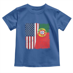 Portuguese American Flag Toddler T Shirt Retro Vintage USA Portugal Roots Heritage Pride TS10 Royal Blue Print Your Wear