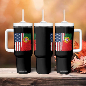 Portuguese American Flag Tumbler With Handle Retro Vintage USA Portugal Roots Heritage Pride TS10 Print Your Wear
