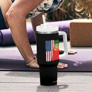 Portuguese American Flag Tumbler With Handle Retro Vintage USA Portugal Roots Heritage Pride TS10 Print Your Wear