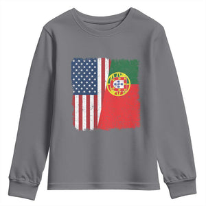 Portuguese American Flag Youth Sweatshirt Retro Vintage USA Portugal Roots Heritage Pride TS10 Charcoal Print Your Wear