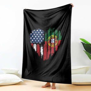 Half Portuguese American Flag Throw Blanket Portugal Roots USA Flag Immigrant Gifts TS10 Print Your Wear