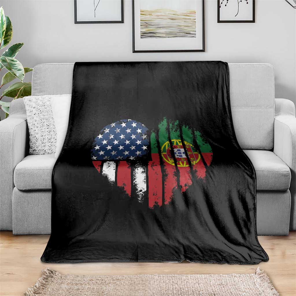 Half Portuguese American Flag Throw Blanket Portugal Roots USA Flag Immigrant Gifts TS10 Print Your Wear