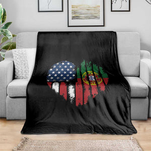Half Portuguese American Flag Throw Blanket Portugal Roots USA Flag Immigrant Gifts TS10 Print Your Wear