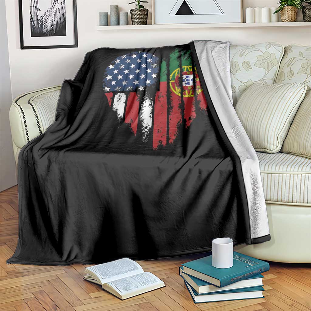Half Portuguese American Flag Throw Blanket Portugal Roots USA Flag Immigrant Gifts TS10 Print Your Wear