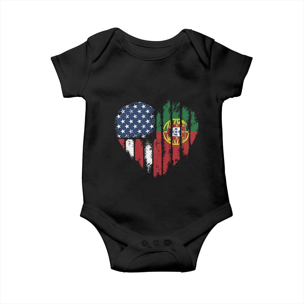 Half Portuguese American Flag Baby Onesie Portugal Roots USA Flag Immigrant Gifts TS10 Black Print Your Wear