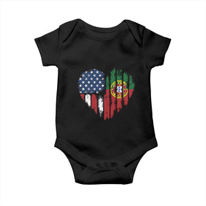 Half Portuguese American Flag Baby Onesie Portugal Roots USA Flag Immigrant Gifts TS10 Black Print Your Wear