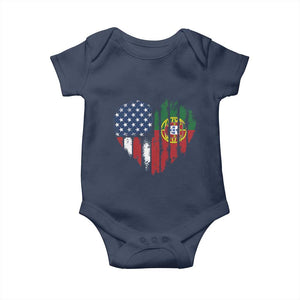 Half Portuguese American Flag Baby Onesie Portugal Roots USA Flag Immigrant Gifts TS10 Navy Print Your Wear