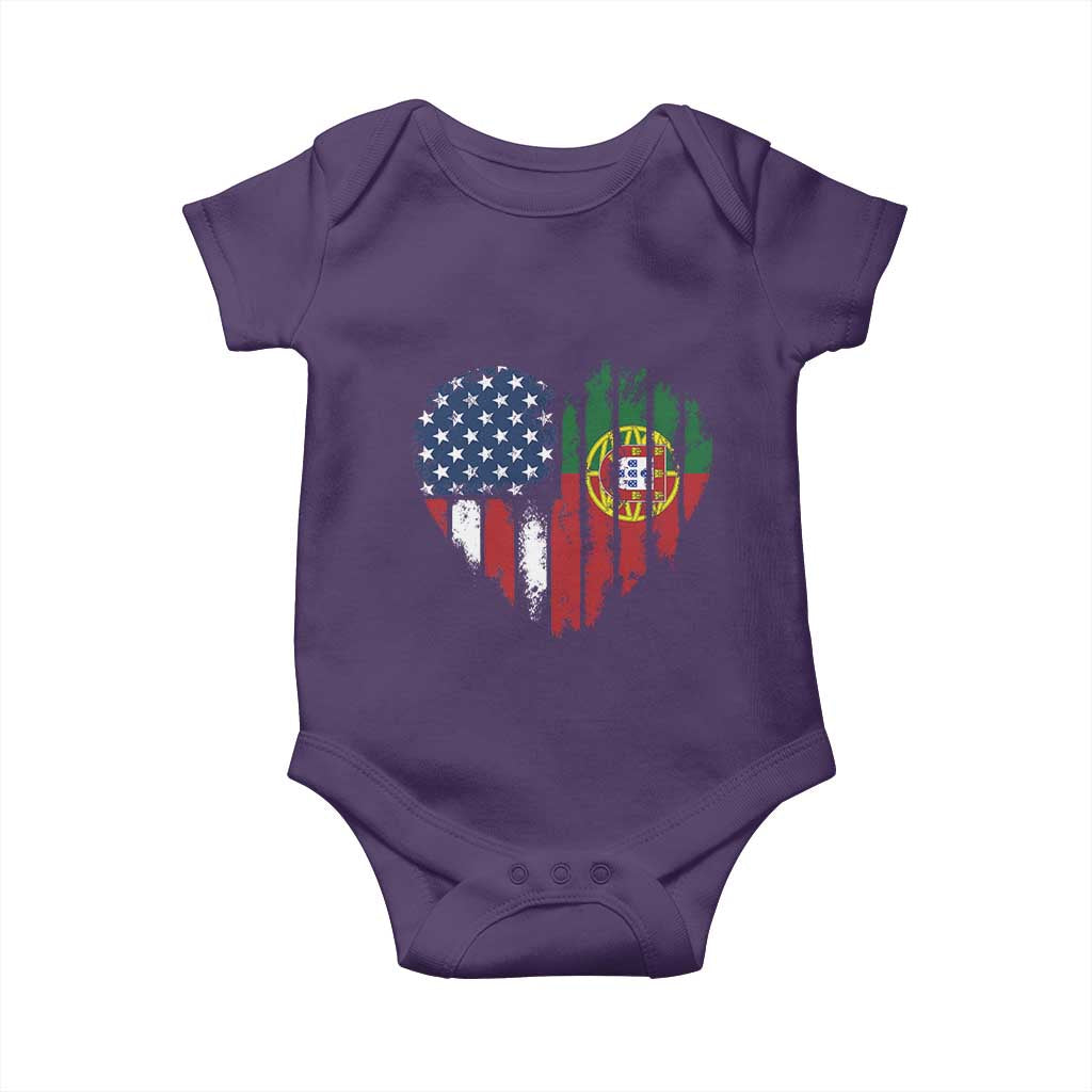 Half Portuguese American Flag Baby Onesie Portugal Roots USA Flag Immigrant Gifts TS10 Purple Print Your Wear