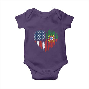 Half Portuguese American Flag Baby Onesie Portugal Roots USA Flag Immigrant Gifts TS10 Purple Print Your Wear