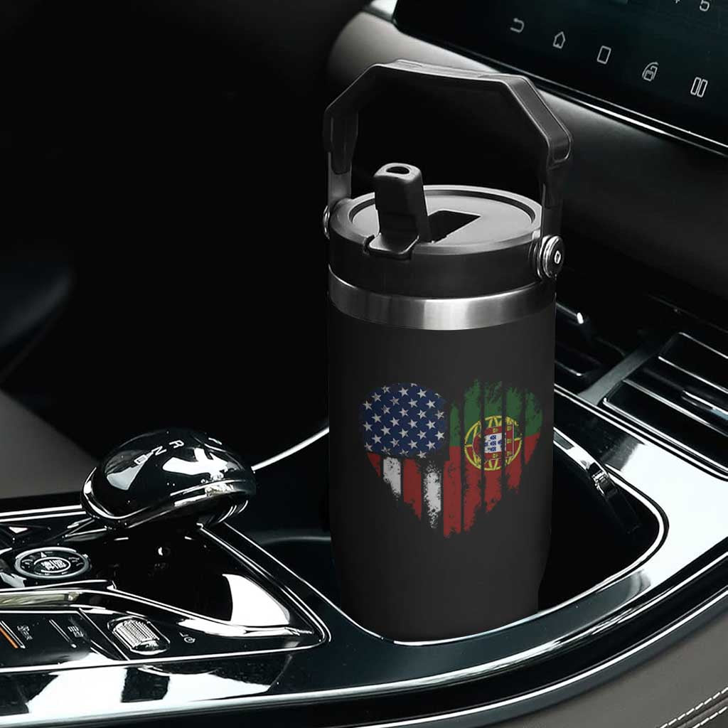 Half Portuguese American Flag Flip Straw Tumbler Portugal Roots USA Flag Immigrant Gifts TS10 Print Your Wear