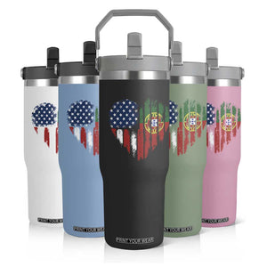 Half Portuguese American Flag Flip Straw Tumbler Portugal Roots USA Flag Immigrant Gifts TS10 Print Your Wear