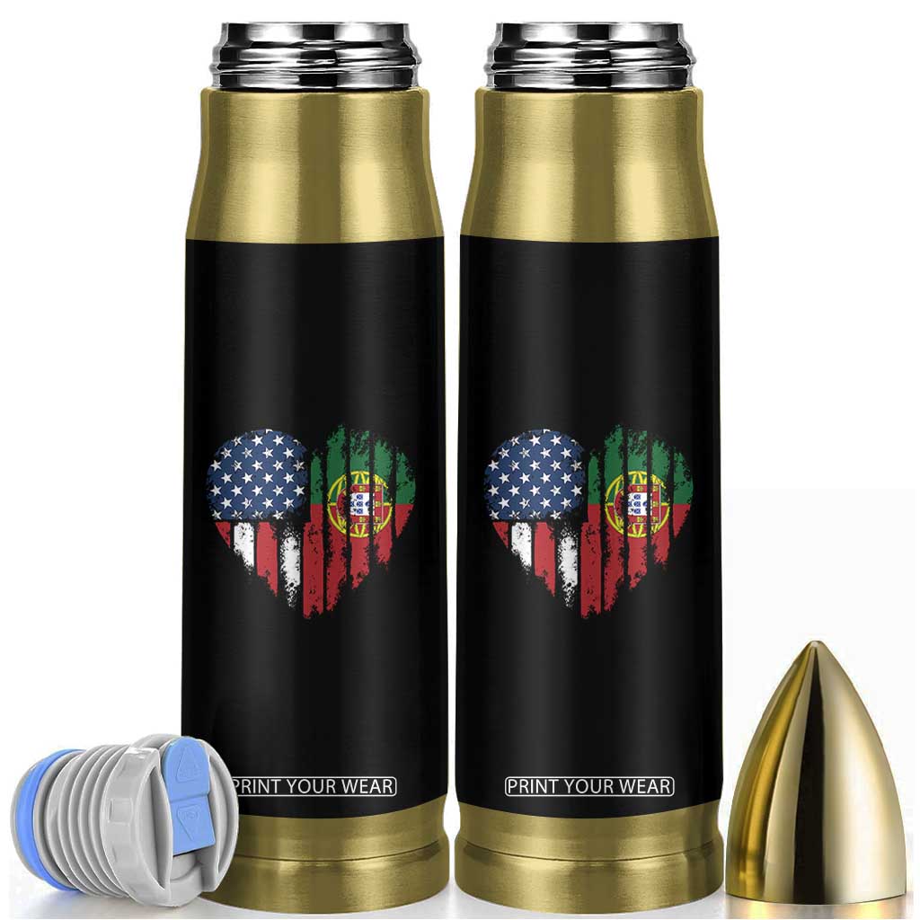 Half Portuguese American Flag Bullet Tumbler Portugal Roots USA Flag Immigrant Gifts TS10 Black Print Your Wear