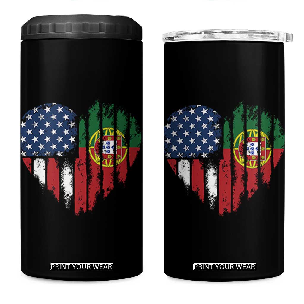 Half Portuguese American Flag 4 in 1 Can Cooler Tumbler Portugal Roots USA Flag Immigrant Gifts TS10 One Size: 16 oz Black Print Your Wear