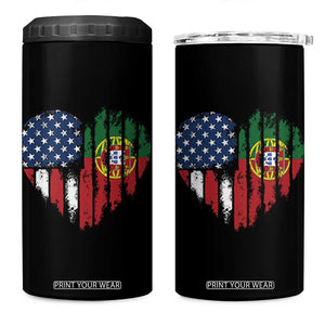 Half Portuguese American Flag 4 in 1 Can Cooler Tumbler Portugal Roots USA Flag Immigrant Gifts TS10 One Size: 16 oz Black Print Your Wear