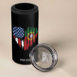 Half Portuguese American Flag 4 in 1 Can Cooler Tumbler Portugal Roots USA Flag Immigrant Gifts TS10 Print Your Wear