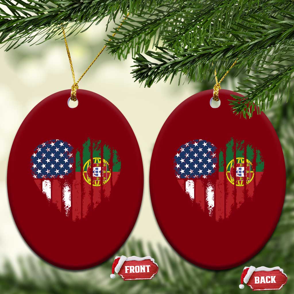 Half Portuguese American Flag Ceramic Ornament Portugal Roots USA Flag Immigrant Gifts TS10 Print Your Wear