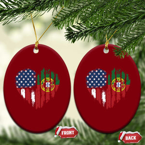 Half Portuguese American Flag Ceramic Ornament Portugal Roots USA Flag Immigrant Gifts TS10 Print Your Wear
