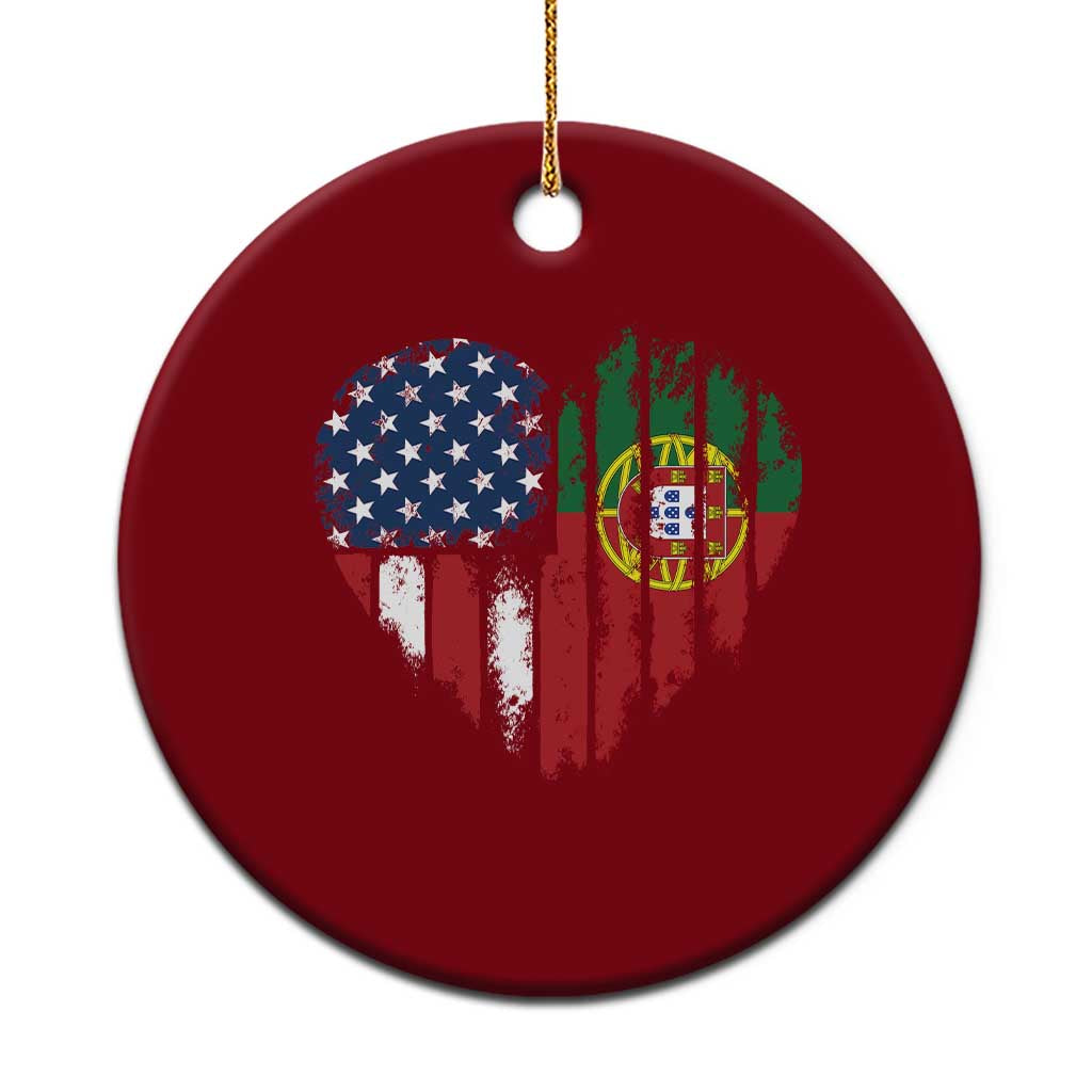 Half Portuguese American Flag Ceramic Ornament Portugal Roots USA Flag Immigrant Gifts TS10 1pc Red Print Your Wear