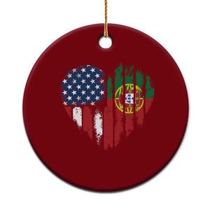 Half Portuguese American Flag Ceramic Ornament Portugal Roots USA Flag Immigrant Gifts TS10 1pc Red Print Your Wear