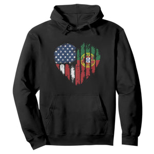 Half Portuguese American Flag Hoodie Portugal Roots USA Flag Immigrant Gifts TS10 Black Print Your Wear
