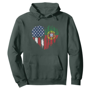 Half Portuguese American Flag Hoodie Portugal Roots USA Flag Immigrant Gifts TS10 Dark Forest Green Print Your Wear
