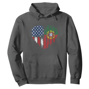 Half Portuguese American Flag Hoodie Portugal Roots USA Flag Immigrant Gifts TS10 Dark Heather Print Your Wear