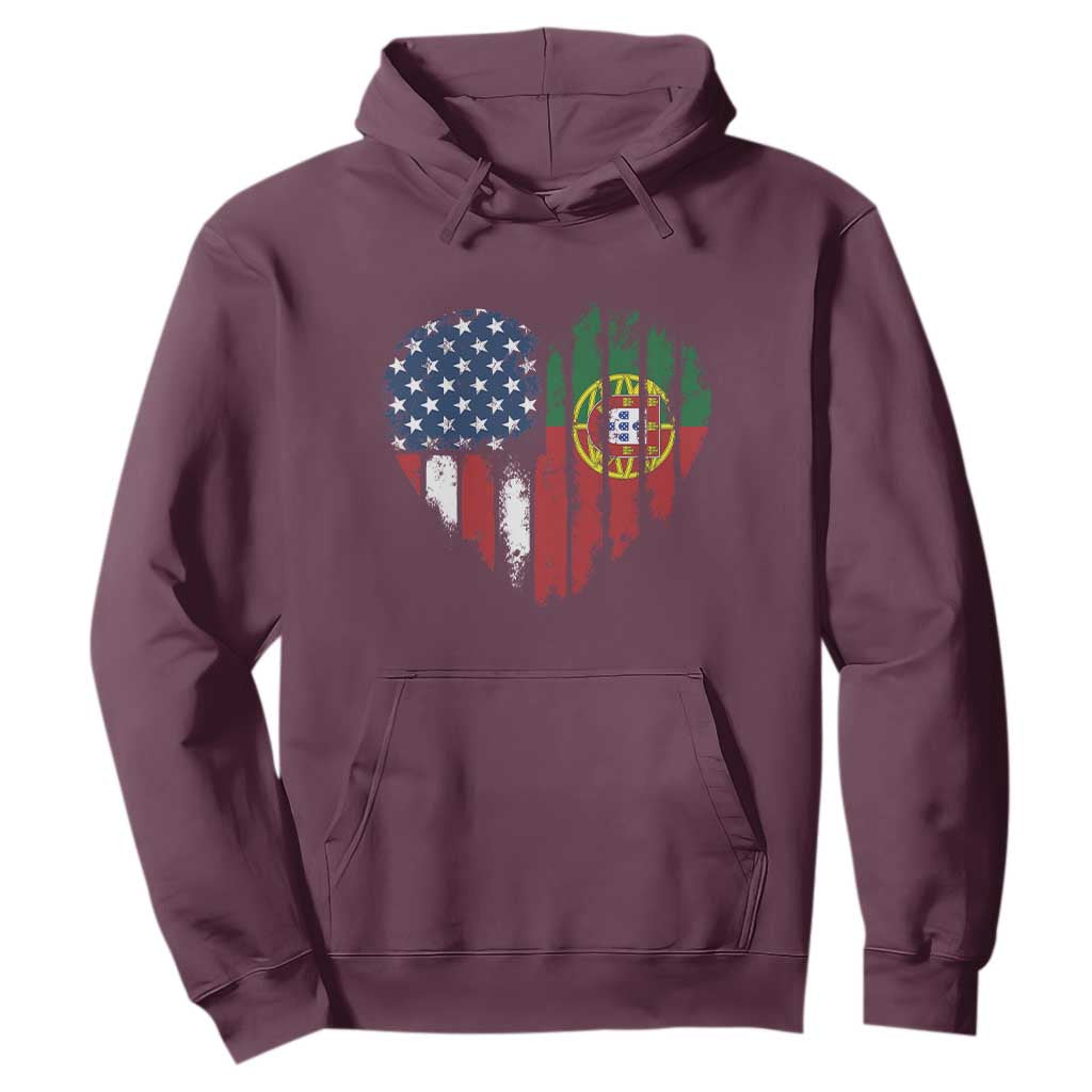 Half Portuguese American Flag Hoodie Portugal Roots USA Flag Immigrant Gifts TS10 Maroon Print Your Wear