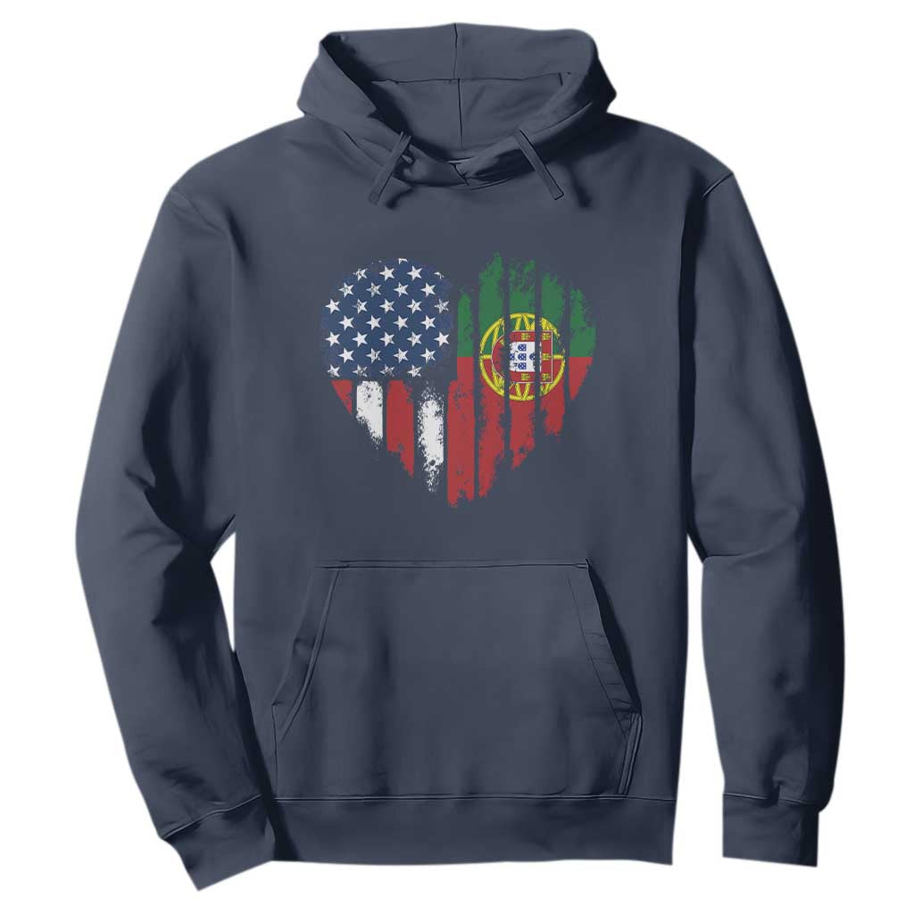 Half Portuguese American Flag Hoodie Portugal Roots USA Flag Immigrant Gifts TS10 Navy Print Your Wear