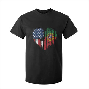 Half Portuguese American Flag T Shirt For Kid Portugal Roots USA Flag Immigrant Gifts TS10 Black Print Your Wear