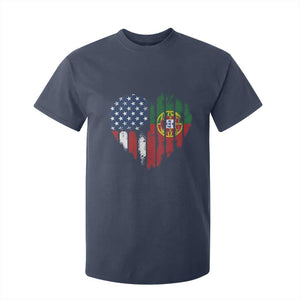 Half Portuguese American Flag T Shirt For Kid Portugal Roots USA Flag Immigrant Gifts TS10 Navy Print Your Wear