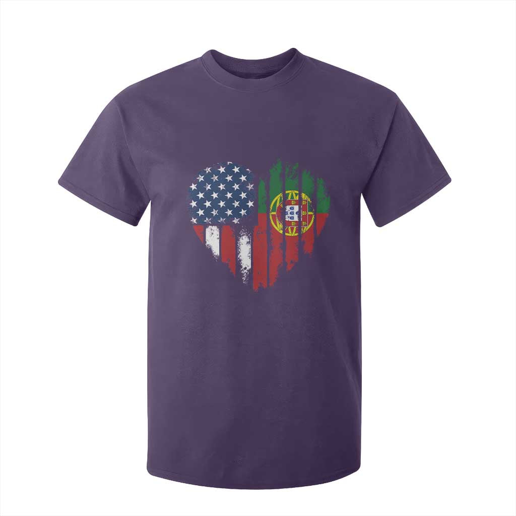 Half Portuguese American Flag T Shirt For Kid Portugal Roots USA Flag Immigrant Gifts TS10 Purple Print Your Wear