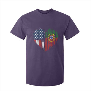 Half Portuguese American Flag T Shirt For Kid Portugal Roots USA Flag Immigrant Gifts TS10 Purple Print Your Wear