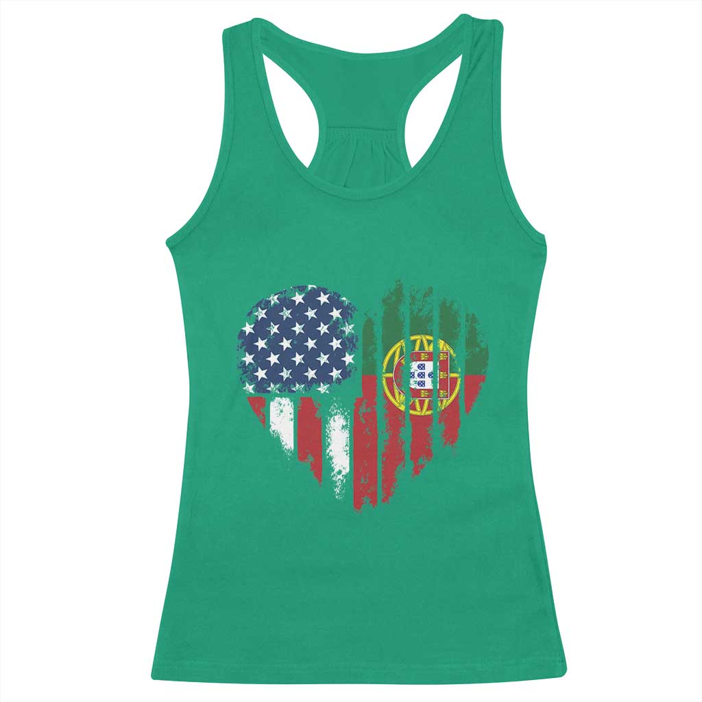 Half Portuguese American Flag Racerback Tank Top Portugal Roots USA Flag Immigrant Gifts TS10 Irish Green Print Your Wear