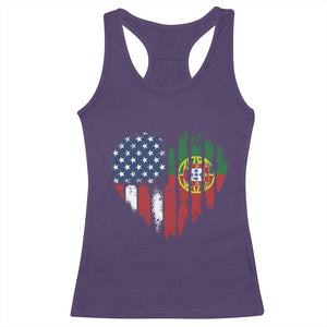 Half Portuguese American Flag Racerback Tank Top Portugal Roots USA Flag Immigrant Gifts TS10 Purple Print Your Wear